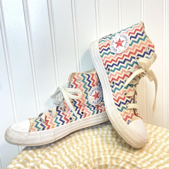 Converse Shoes Chuck Taylor High Top Neon Rainbow Zig Zag Converse